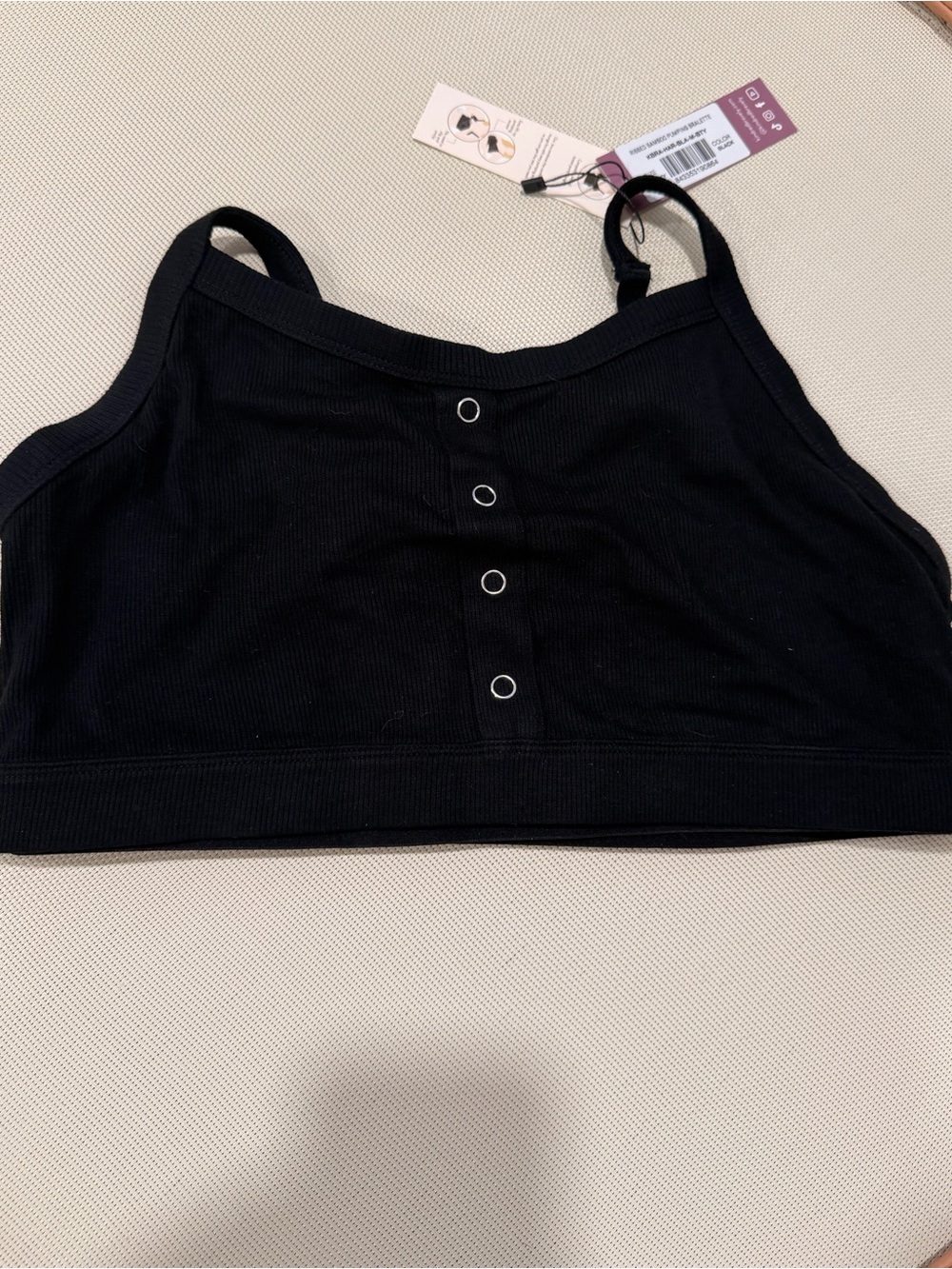 Kindred Bravely Bamboo Black Ribbed Bralette size M